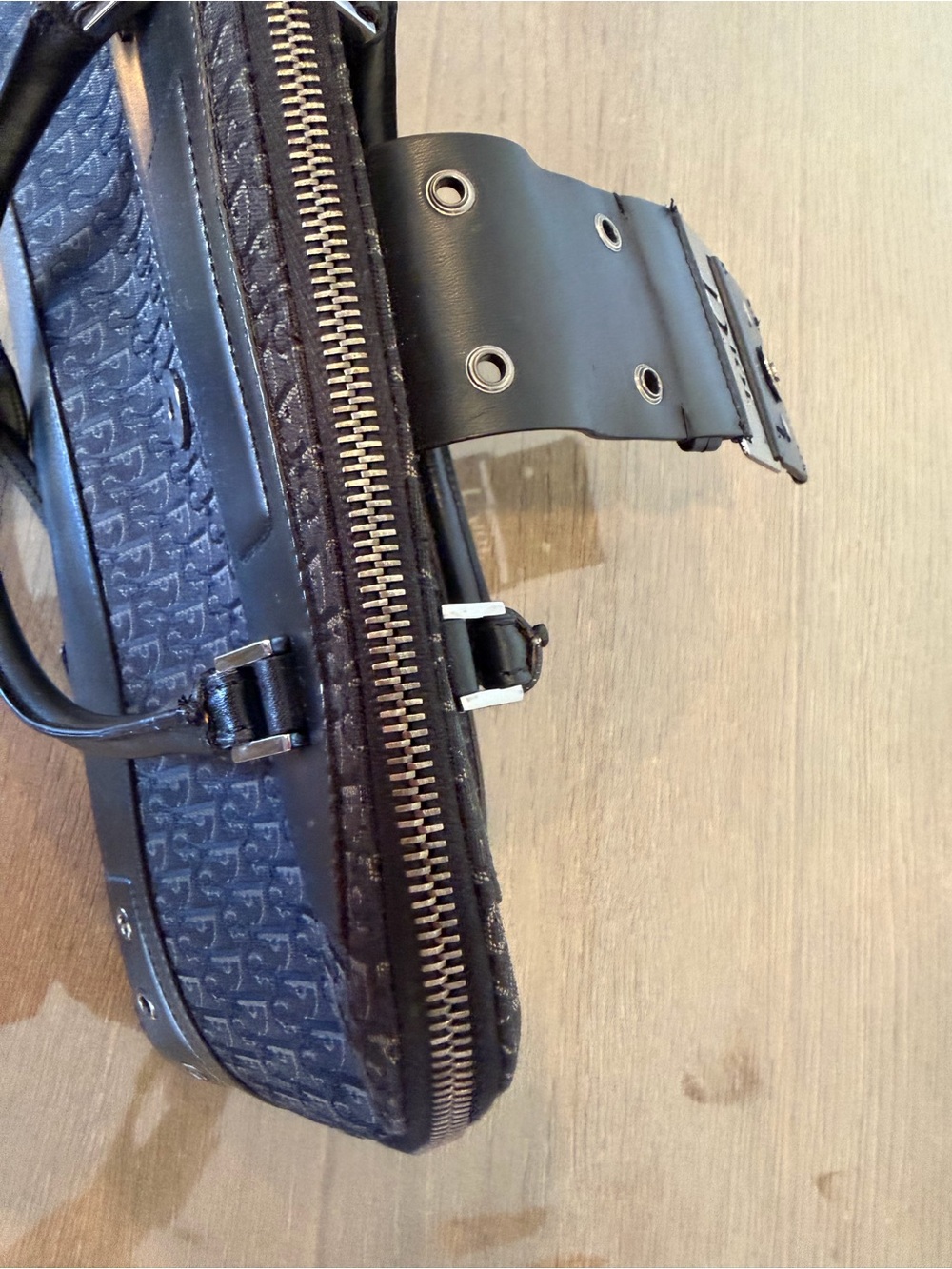 Dior Black Monogram Leather-Trim Tote - Picture 10 of 13